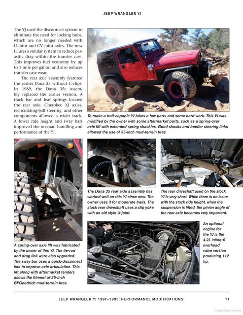 Jeep Wrangler YJ 1987-1995: Performance Modifications | Ellery Publications